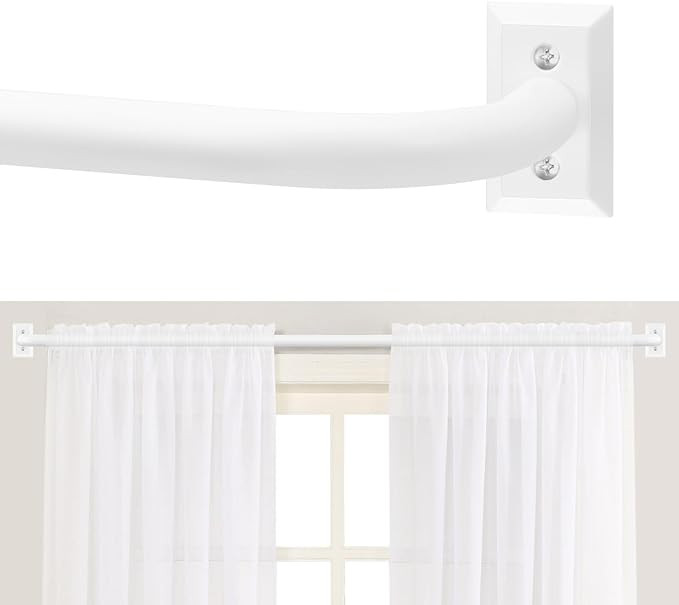 White Wrap Around Curtain Rods 28 to 48 Inch:Blackout Heavy Duty Adjustable Window Curtain Rod Ro... | Amazon (US)