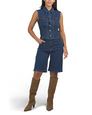 Stretch Denim Button Down Top And Bermuda Shorts Collection | The Denim Shop | Marshalls | Marshalls
