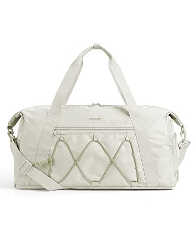 BAGSMART Gym Bag for Women, Weekender Travel Bag With Shoe Compartment & Wet Pocket, Carry On Sports Travel Duffel Bag, Water Resistant Sports Gym Tote Bags Swimming Yoga Workout - Beige | Amazon (US)