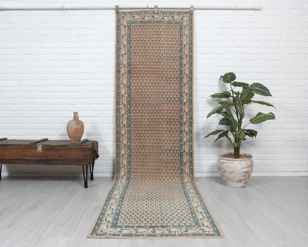 3x10 Persian Rug, Orange Runner Rug, Vintage Runner Rug, Entryway Rug, Kitchen Rug, Mahal Runner ... | Etsy (US)