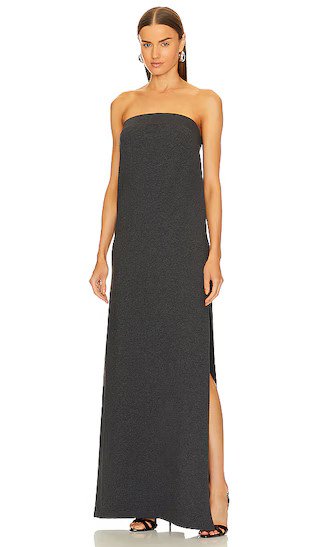 Strapless Tailored Terry Side Slit Gown in Dark Heather Grey | Revolve Clothing (Global)
