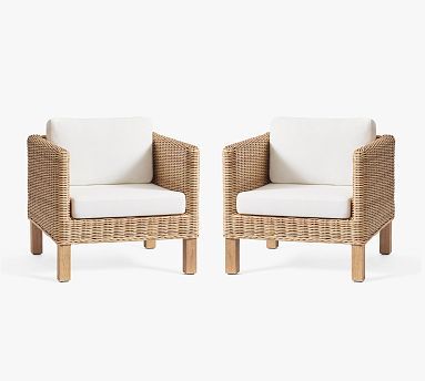 Huntington Petite Square-Arm Outdoor Lounge Chair | Pottery Barn (US)