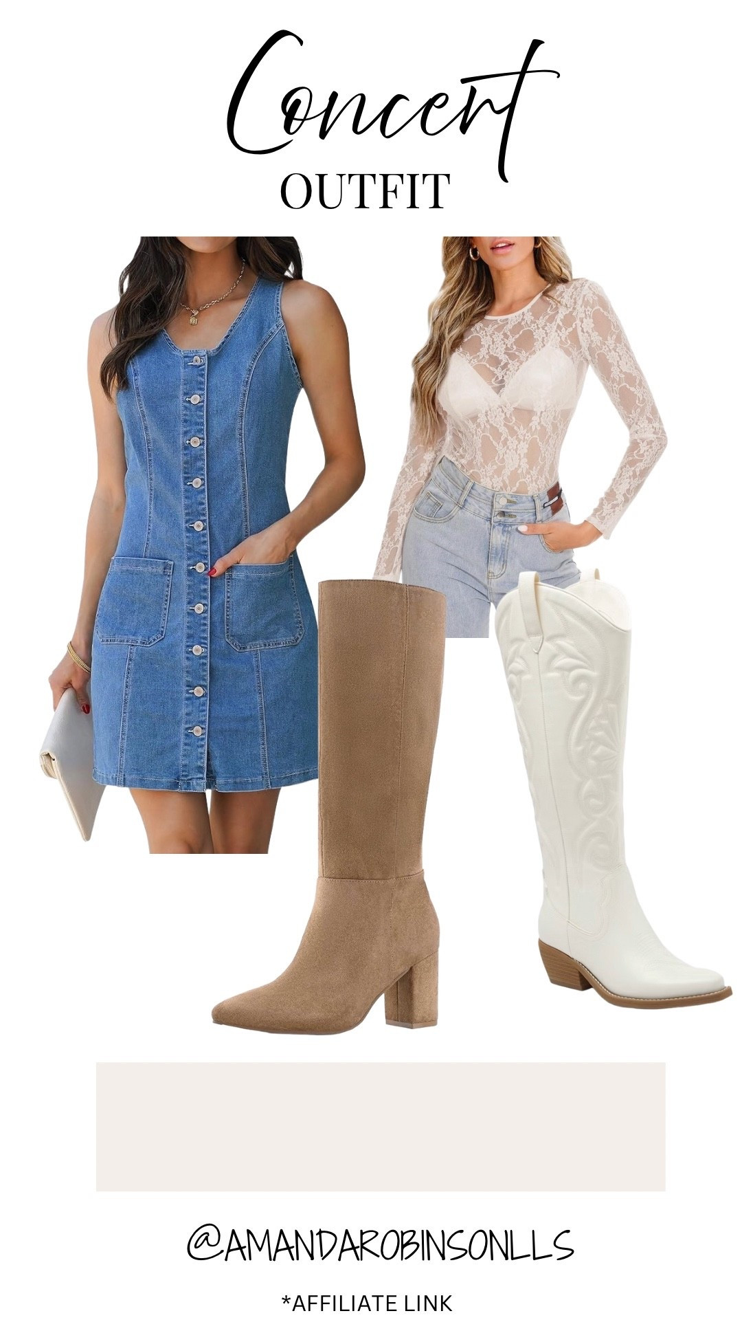 Country concert outfit ideas
Denim dress and boots 

#LTKFindsUnder50 #LTKStyleTip #LTKSaleAlert