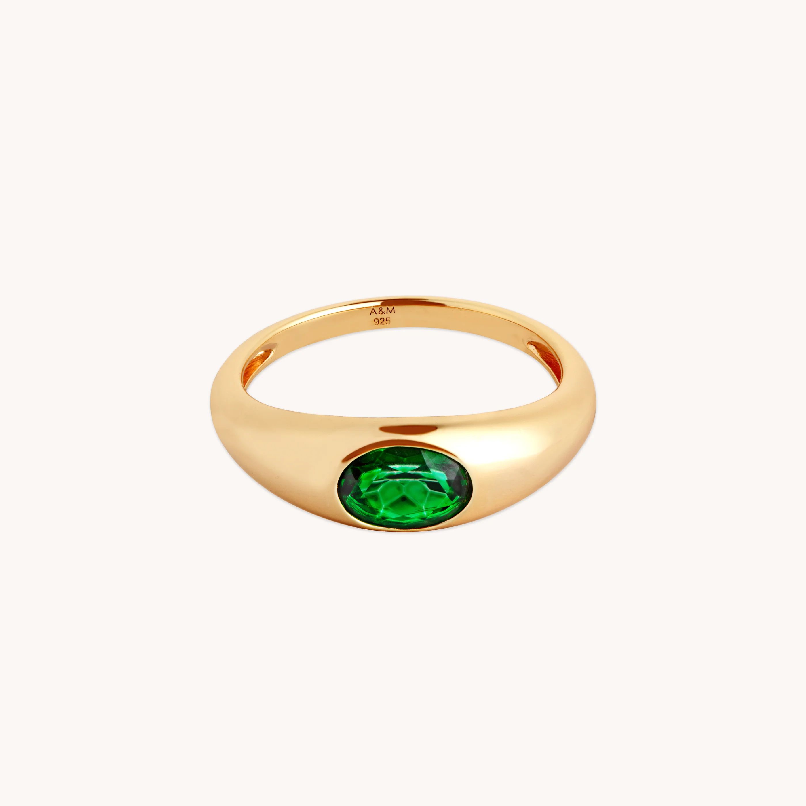 Green Topaz Gold Dome Ring | Astrid & Miyu Rings | Astrid and Miyu