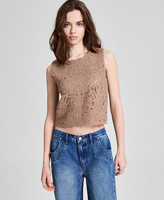 Women's Crewneck Crochet Tank Top, Exclusively at Macy's | Macy's