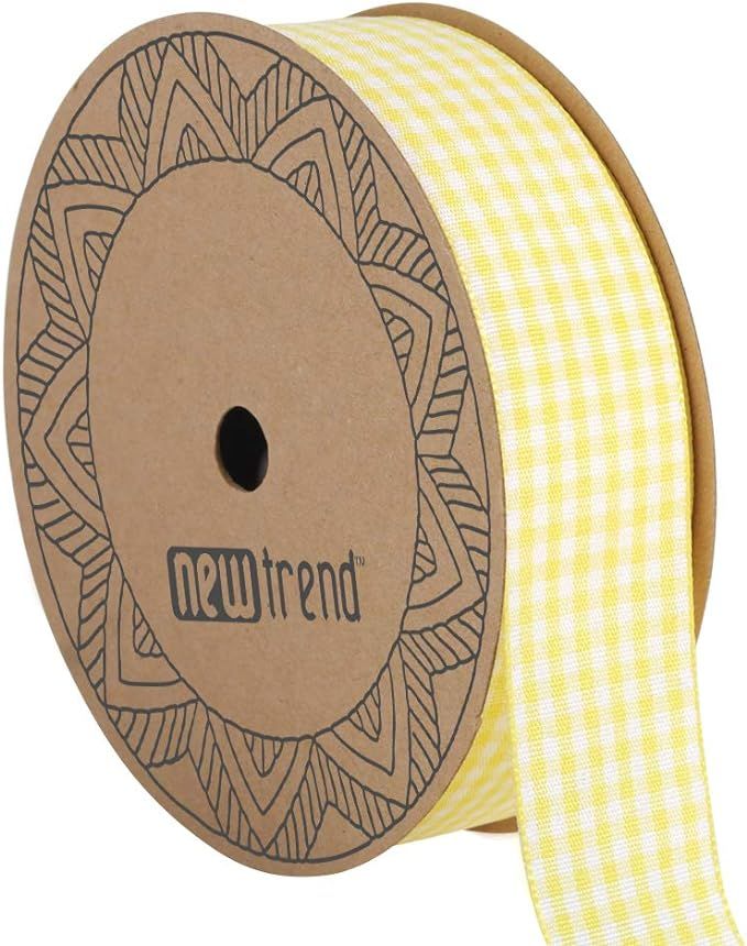 NOYI TRAXD Gingham Ribbon 25 Yard Each Roll 100% Polyester Woven Edge (1-Inch, Yellow) | Amazon (US)