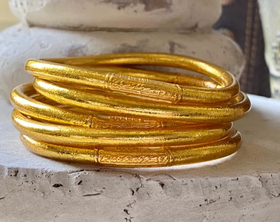 Buddha Bangles 24k Gold Thai Temple Bangles Mantra Love and | Etsy | Etsy (US)