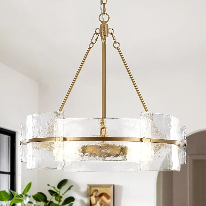 Modern Chandelier for Dining Room, 22" Gold Glass Chandelier, Large Farmhouse Round Chandelier fo... | Amazon (US)