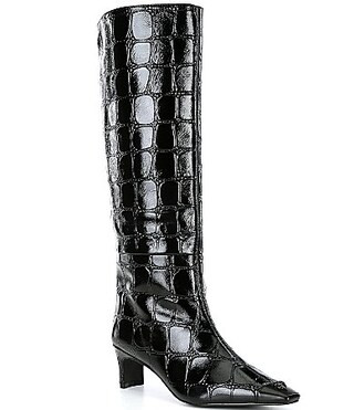 Kurt Geiger London Regent Crocodile Embossed Leather Tall Boots - 40(9) | Dillard's