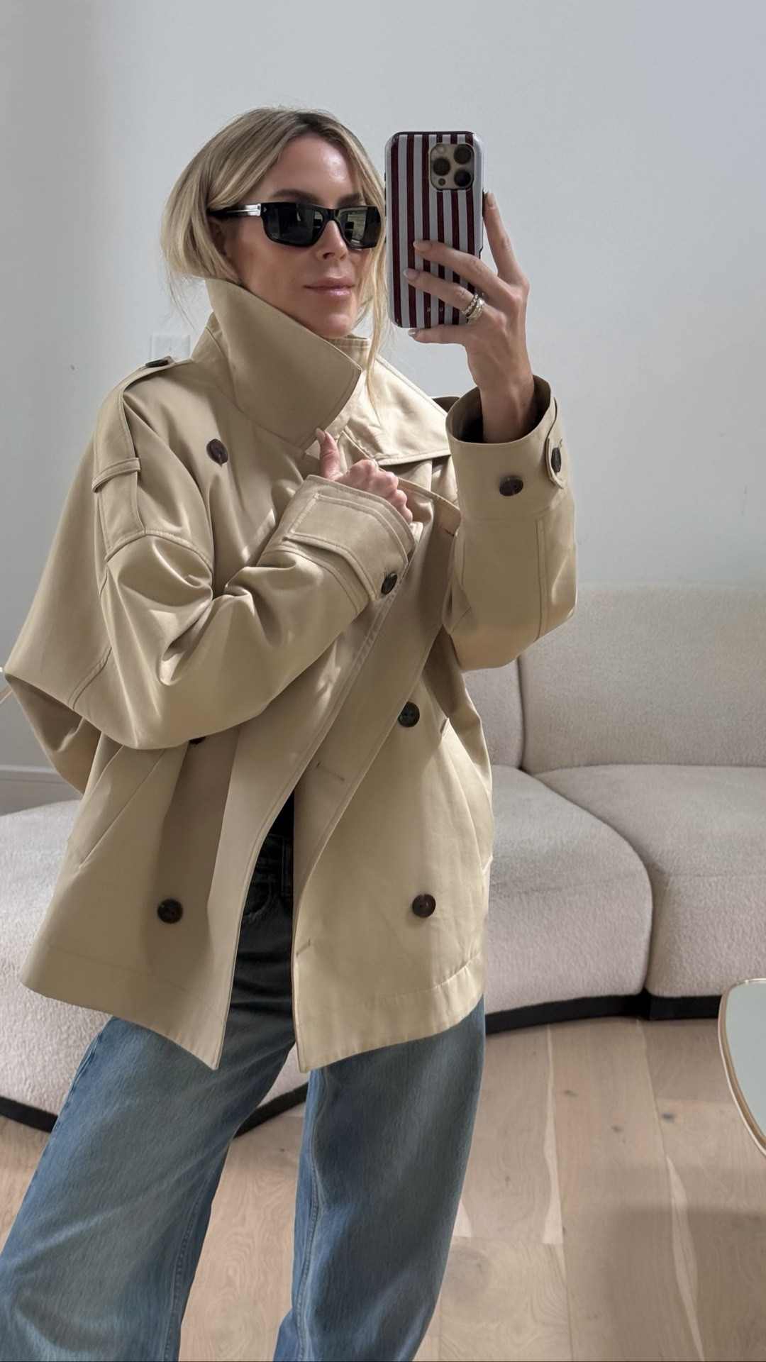 OBSESSED w/ this short trench 💯 and still can’t believe it’s under $120 !! I’m wearing a small!

#LTKdayinmylife #LTKootd #LTKgrwm