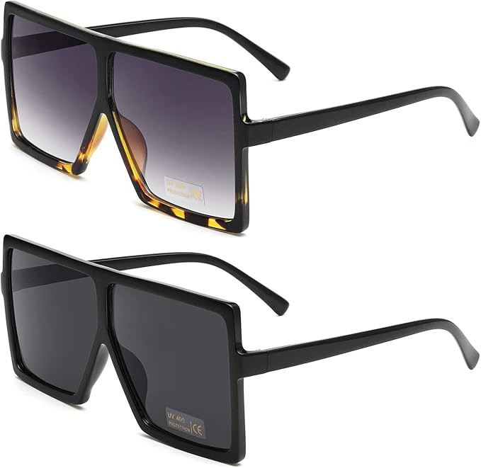 GRFISIA Square Oversized Sunglasses for Women Men Flat Top Fashion Shades | Amazon (US)