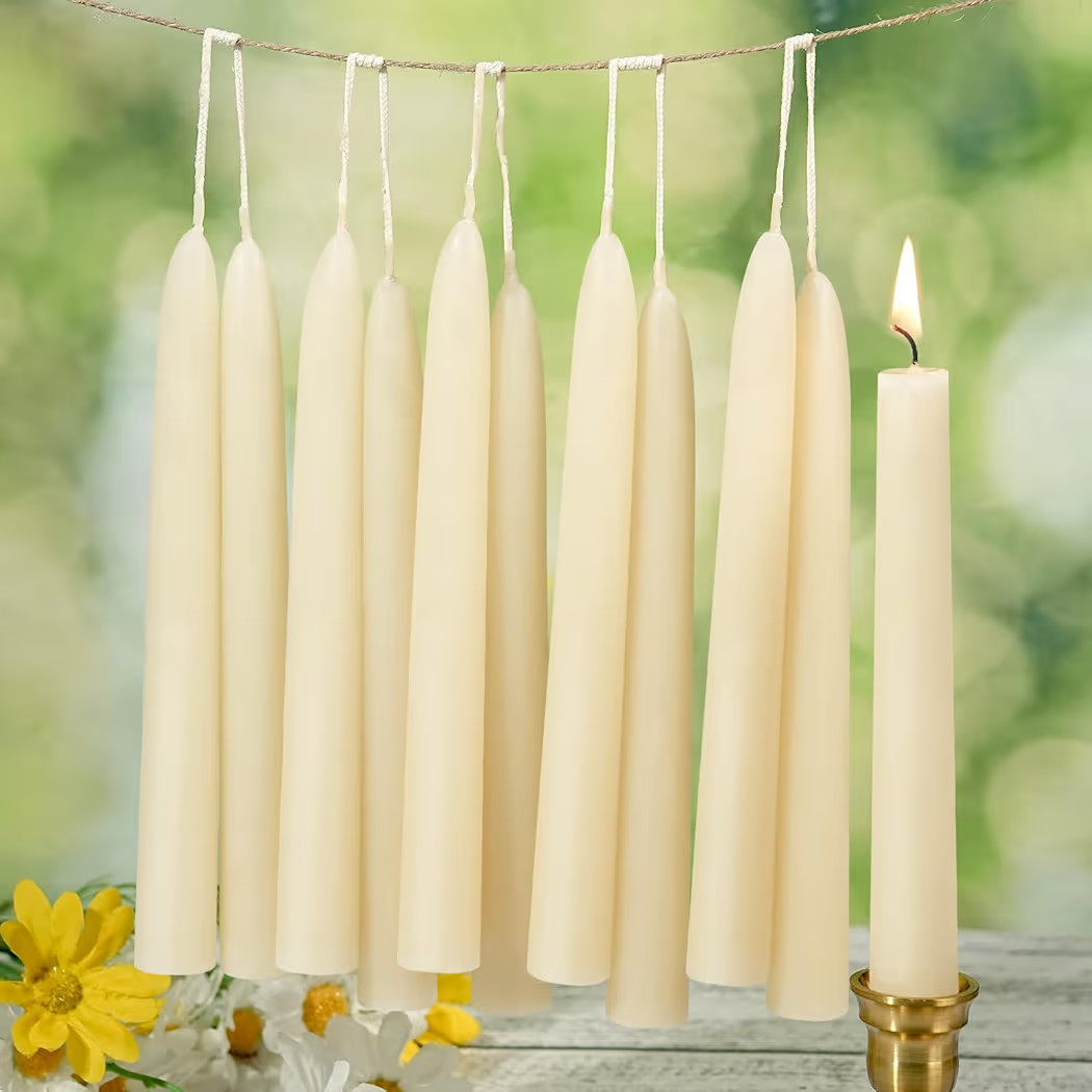 8 in Beeswax Taper Candles,8 Pack Dripless Pure White Beeswax Candle Sticks,8 Hours Long Burning ... | Amazon (US)
