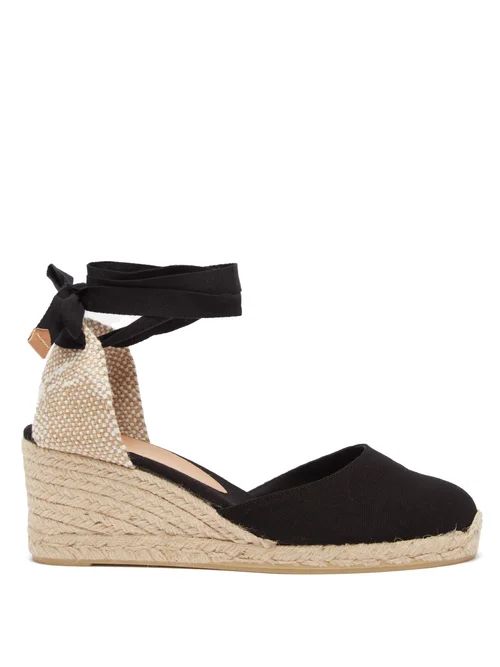 Castañer - Carina 60 Canvas & Jute Espadrille Wedges - Womens - Black | Matches (US)