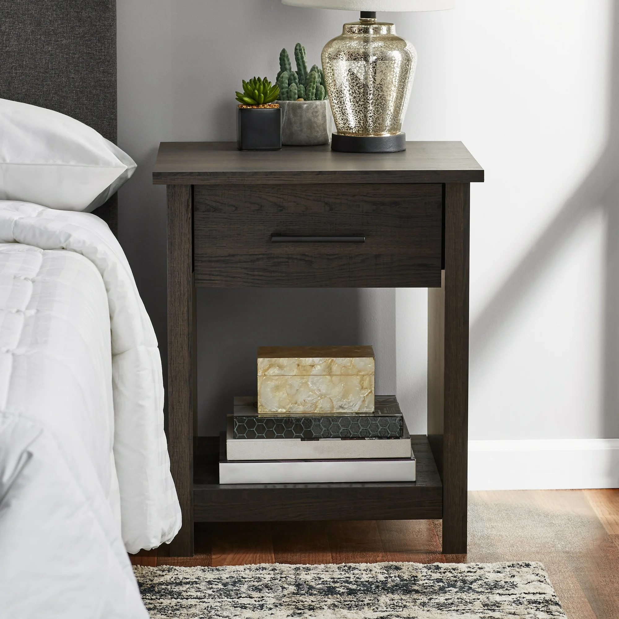 Mainstays Hillside Nightstand with Drawer, Espresso Finish | Walmart (US)