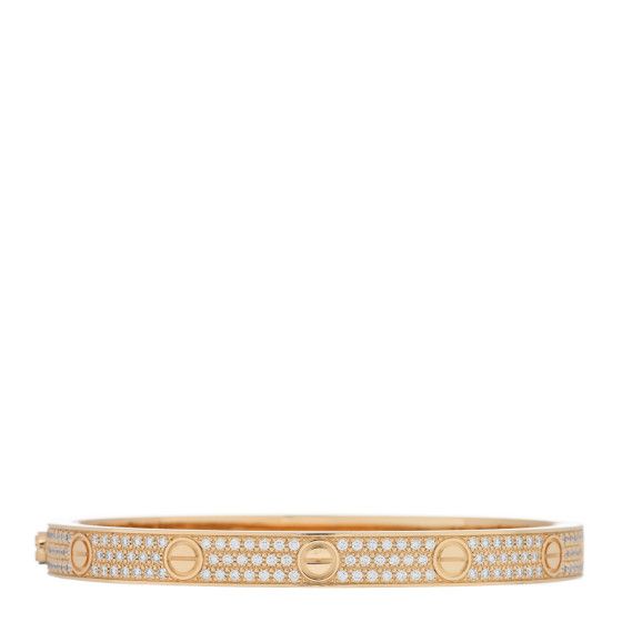 18K Yellow Gold Diamond LOVE Paved Bracelet 19 | FASHIONPHILE (US)