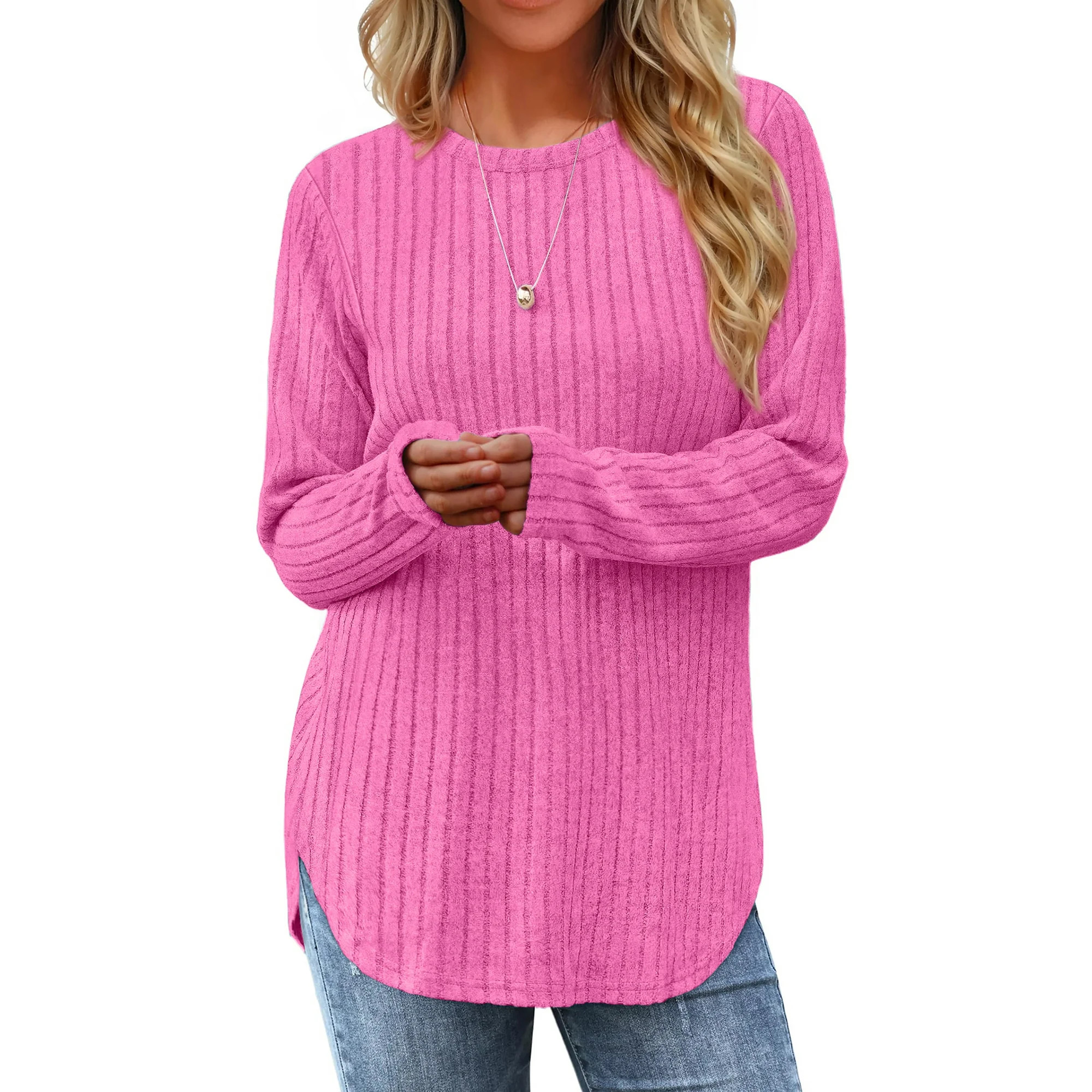Fantaslook Long Sleeve Shirts for Women Casual Tunic Tops Dressy Crew Neck Pullover Fall Lightwei... | Walmart (US)