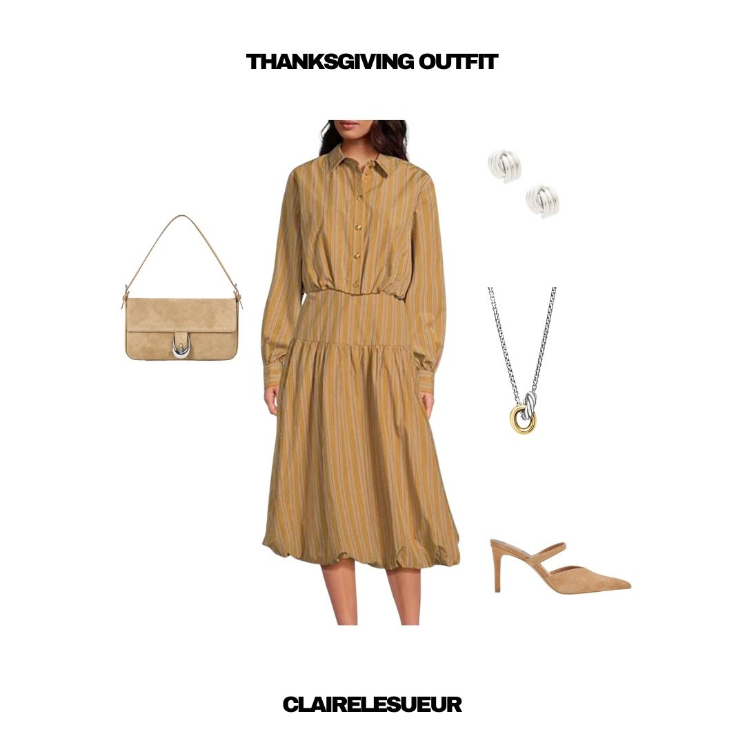 Thanksgiving outfit/look! This subtle striped maxi skirt with matching button down is super flattering and giving all the Thanksgiving vibes. Pair with some nude heels and bag and you’re ready to go. 

#dillards #alovesa #matchingset #maxiskirt #thanksgiving #thanksgivinglook #thanksgivingoutfit #holidays #davidyurman #staud #purse #dolcevita