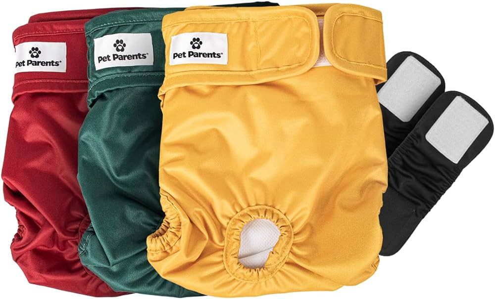 Pet Parents Premium Washable Dog Diapers & Extendrs, (3pack) of Female Dog Diapers, Color: Samba,... | Amazon (US)