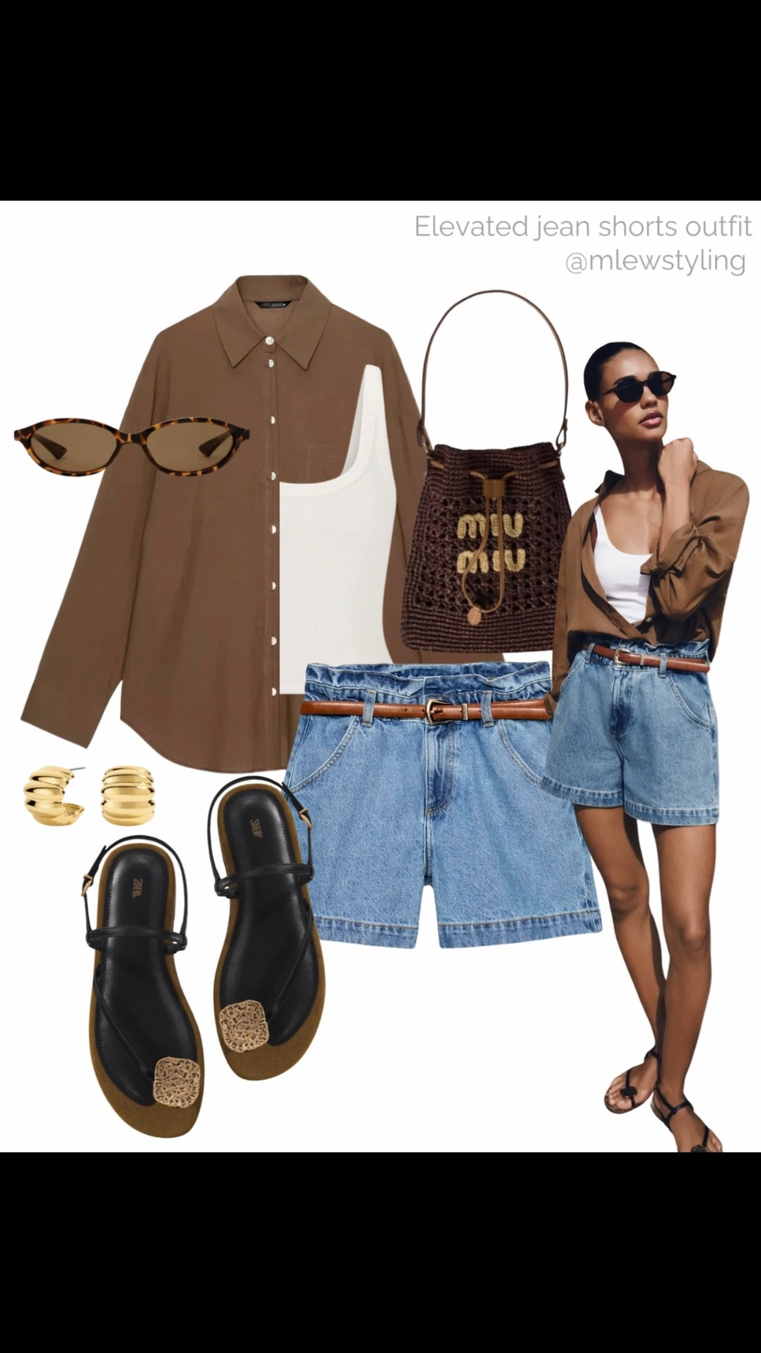 Elevated jean shorts outfit from @Zara 🤎

Tags: summer outfit, old money style, Zara button down, miu miu crochet bag, DISSH tank top, toe sandals, gold hoop earrings, casual workwear, outfit formula

#LTKsummer #LTKstyletip #LTKworkwear