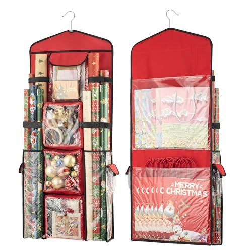 EXLIFBAG Wrapping Paper Storage, Gift Wrap Organizer Holder Double-Sided Hanging Gift Bag Storage Organizer | Amazon (US)