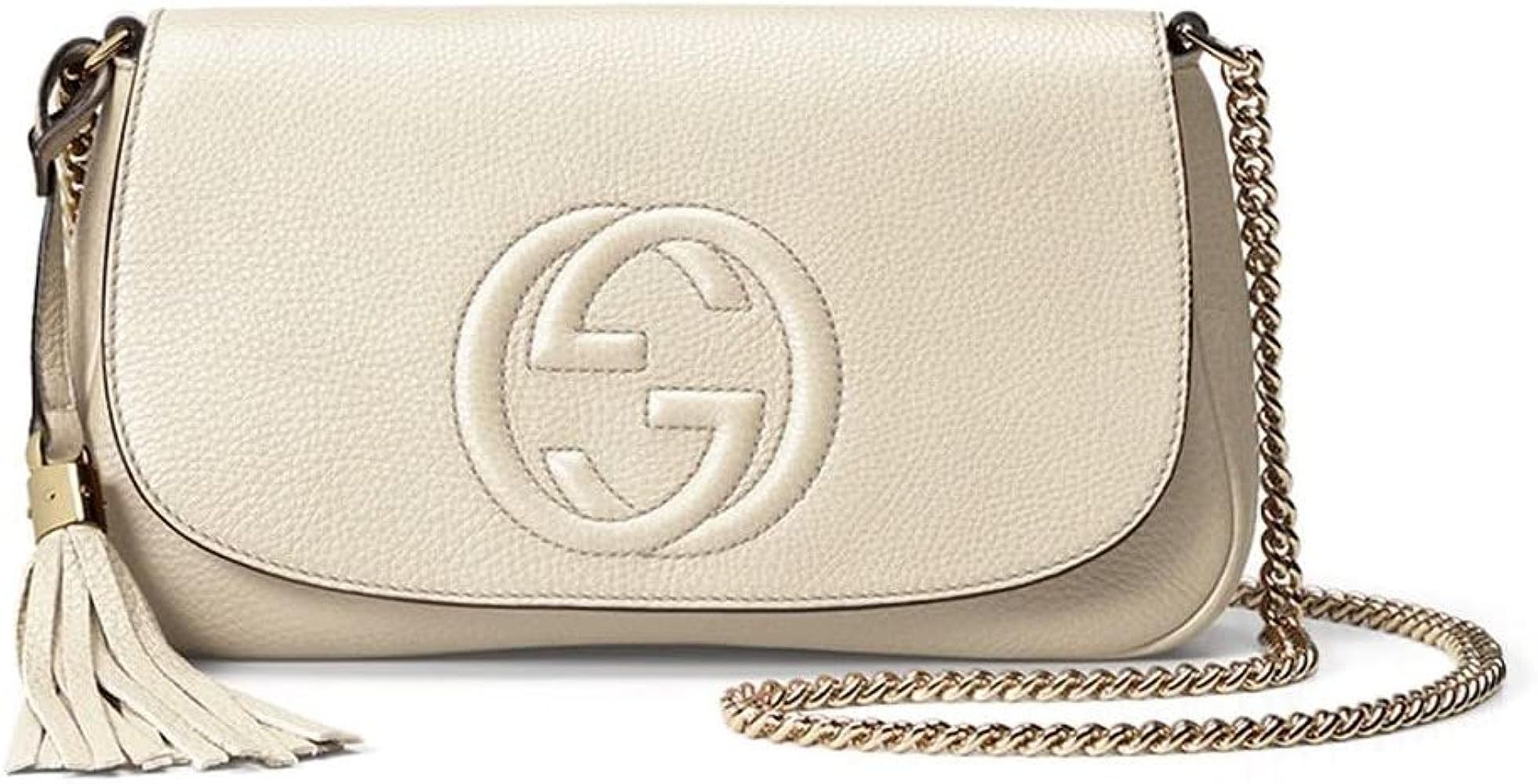 Gucci Soho Off White Leather Handbag Crossbody Clutch Ivory Italy Bag GG NEW | Amazon (US)