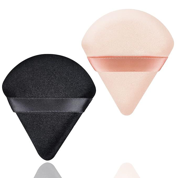 2 Pcs Triangle Makeup Powder Puff for Face Powder Soft Triangle Velour Powder Puff Reusable Trian... | Amazon (US)