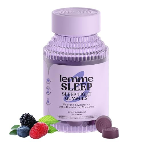 Lemme Sleep Gummies with 5mg Melatonin, Elderberry, Magnesium, L-Theanine, Chamomile and Lavender, Drug-Free Nighttime Sleep Aid, Gluten Free, Gelatin Free, Non GMO, Berry Flavored (60 Count) | Amazon (US)