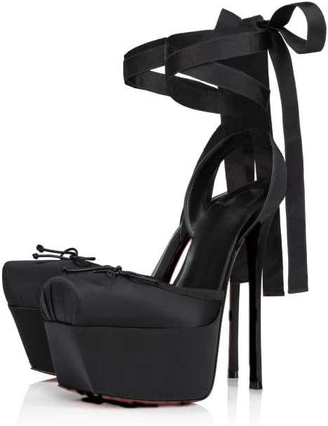 Saint Leia Women's Platform High Heels Square Closed Toe Bow Heels Lace Up Summer Elegant Sandals | Amazon (US)