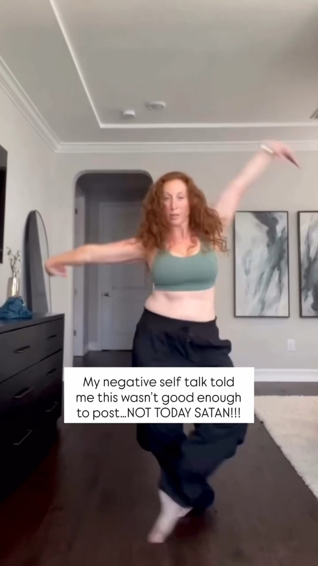 Sure it isn’t perfect, but today I’m choosing not to focus on what’s wrong with it. Rather, I’m loving how much fun it was to challenge myself with the choreo feel gratitude for how hard my brain and body worked together to allow me the opportunity! 

Stop focusing on the negative! It’s such a game changer!!!!!!!!

Bra is the lulu energy and I don’t think they make this exact color anymore. I think it was called sage. Wearing a 12. The pants are an XL!
DC @itsrobbiesworld_ 

@katseyeworld X @gap

#LTKOver40 #LTKActive #LTKMidsize