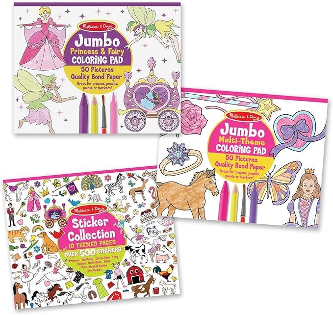 Melissa & Doug Sticker Collection and Coloring Pads Set: Princesses, Fairies, Animals, and More -... | Amazon (US)