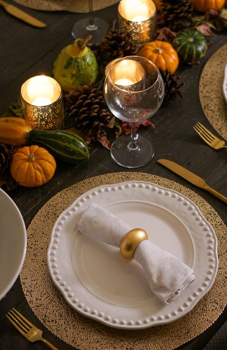 Fall dining table setting inspiration for Halloween and Thanksgiving dinner parties. #fall #falldecor #tablescape #table #tablesetting #home 

#LTKhome #LTKSeasonal