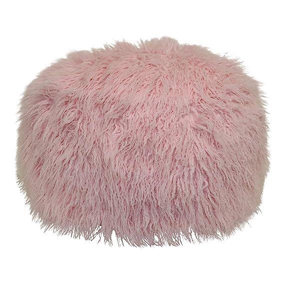 Brentwood Originals Mongolian Fur Pouf Pillow, 20x12 Rd, Soft Pink | Amazon (US)