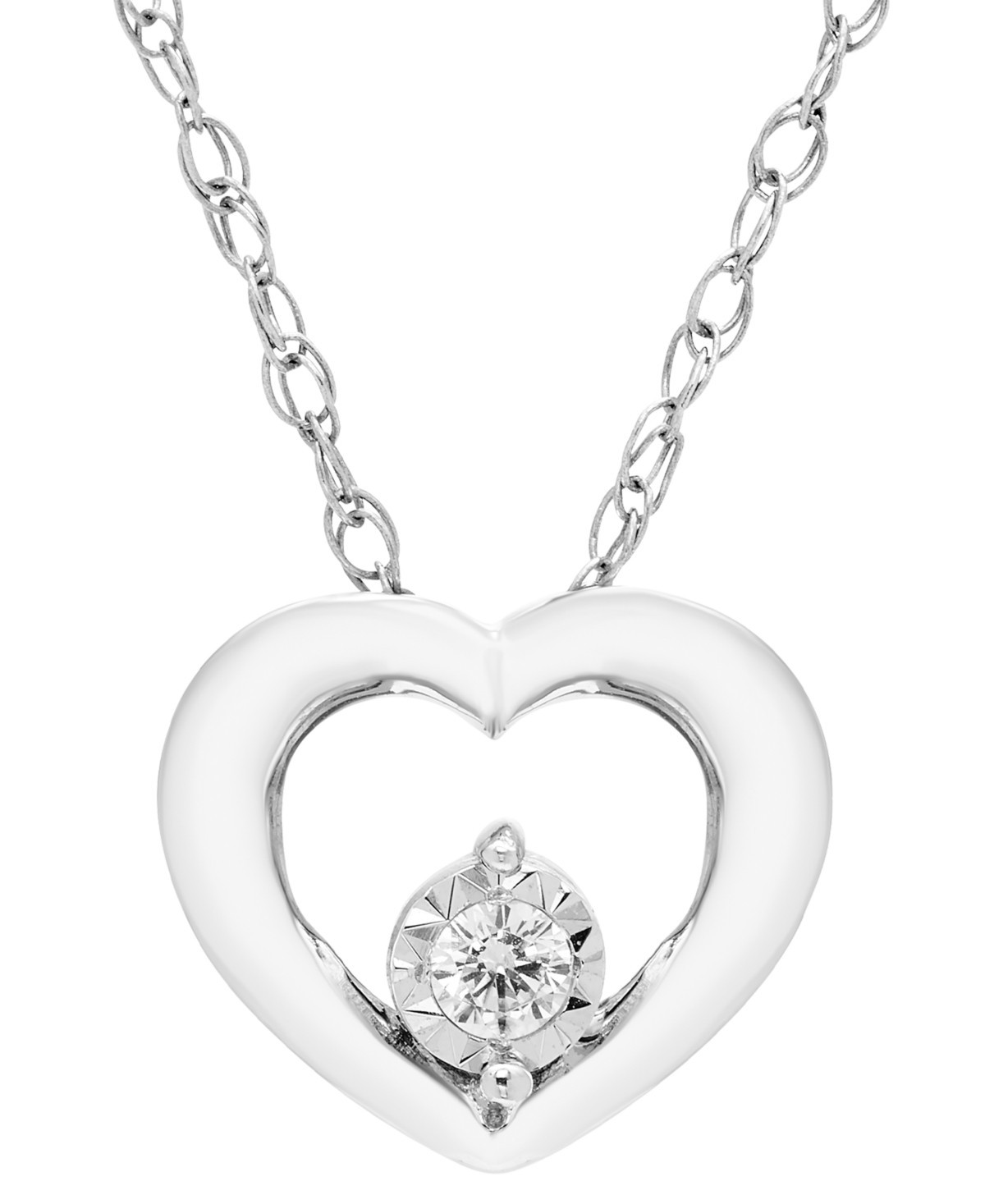 Macy's Diamond Heart Pendant Necklace (1/20 ct. t.w.) in Sterling Silver - Sterling Silver | Macy's