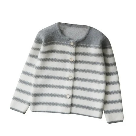 Toddler Girls Sweater New Children s Winter Fashion Casual Girls Solid Color Coat Sweater Cardigan Tops New Sweater for Toddler Girls Knit Pullover Tops Gray 8T | Walmart (US)