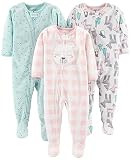 Simple Joys by Carter's Baby Girls' Loose-Fit Flame Resistant Fleece Footed Pajamas, Pack of 3, Pink | Amazon (US)
