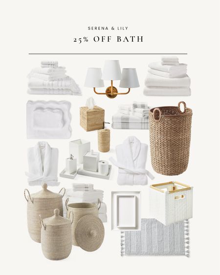 25% off all bath items at Serena & Lily with code CALM. Stock up on bath towels, hampers, bath accessories, lighting, and more for the bathroom! 

#LTKsalealert #LTKhome #LTKFind