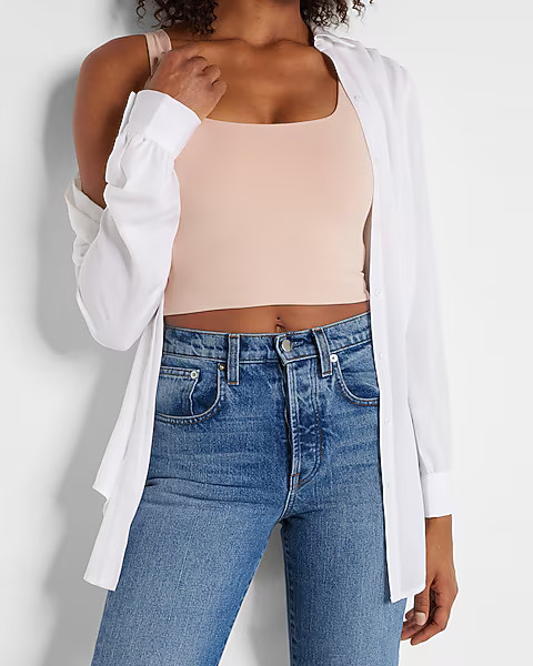 Body Contour High Compression Square Neck Cropped Tank | Express