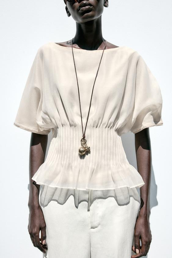 COMBINATION ORGANZA KNIT TOP | Zara US