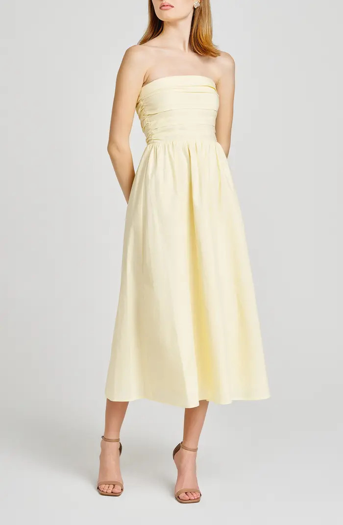x Styled by COCO! Sammie Pleat Strapless Stretch Cotton Sundress | Nordstrom