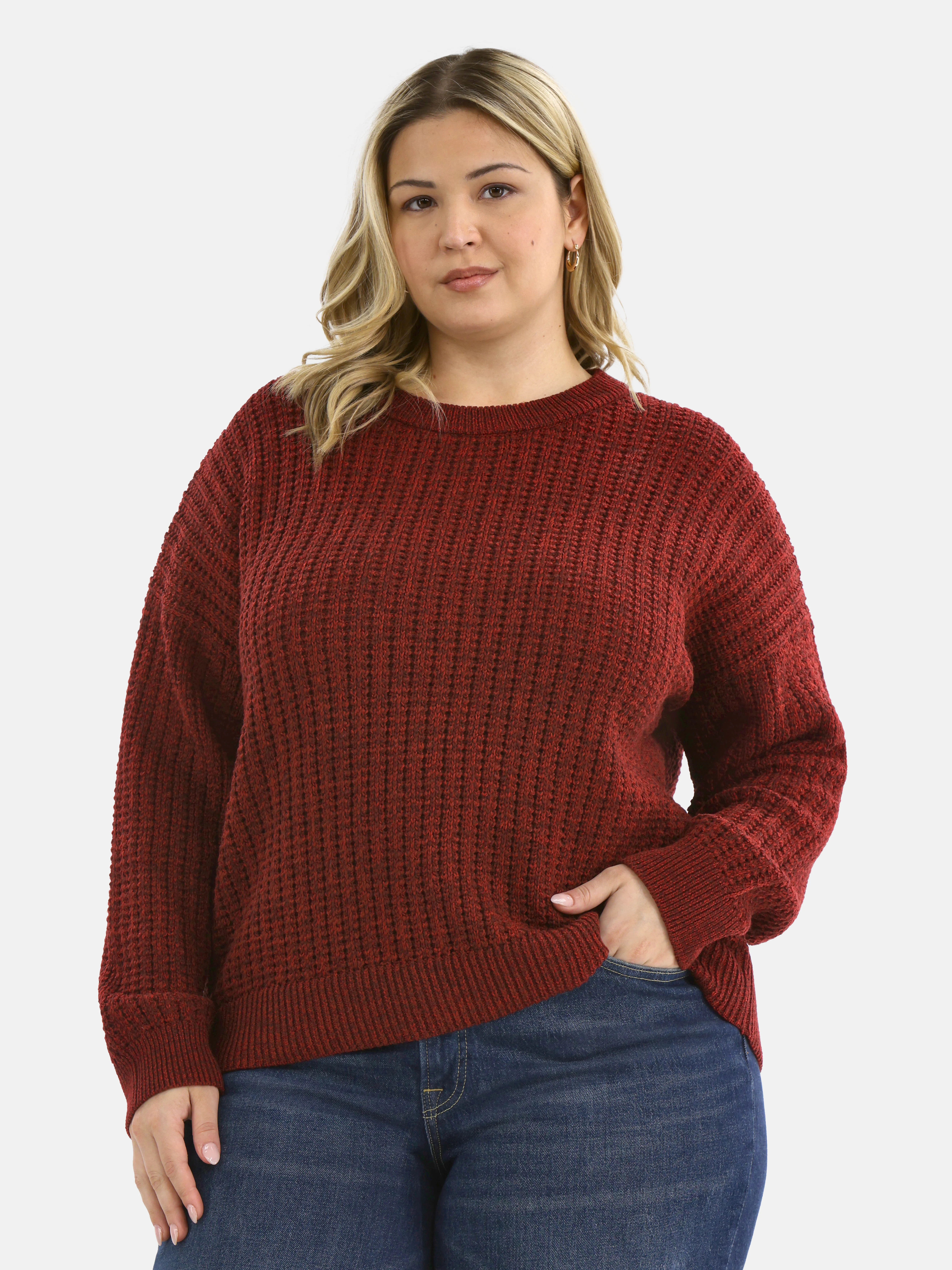 Time and Tru Women's and Women’s Plus Textured Stitch Sweater, Midweight, Sizes XS-4X | Walmart (US)