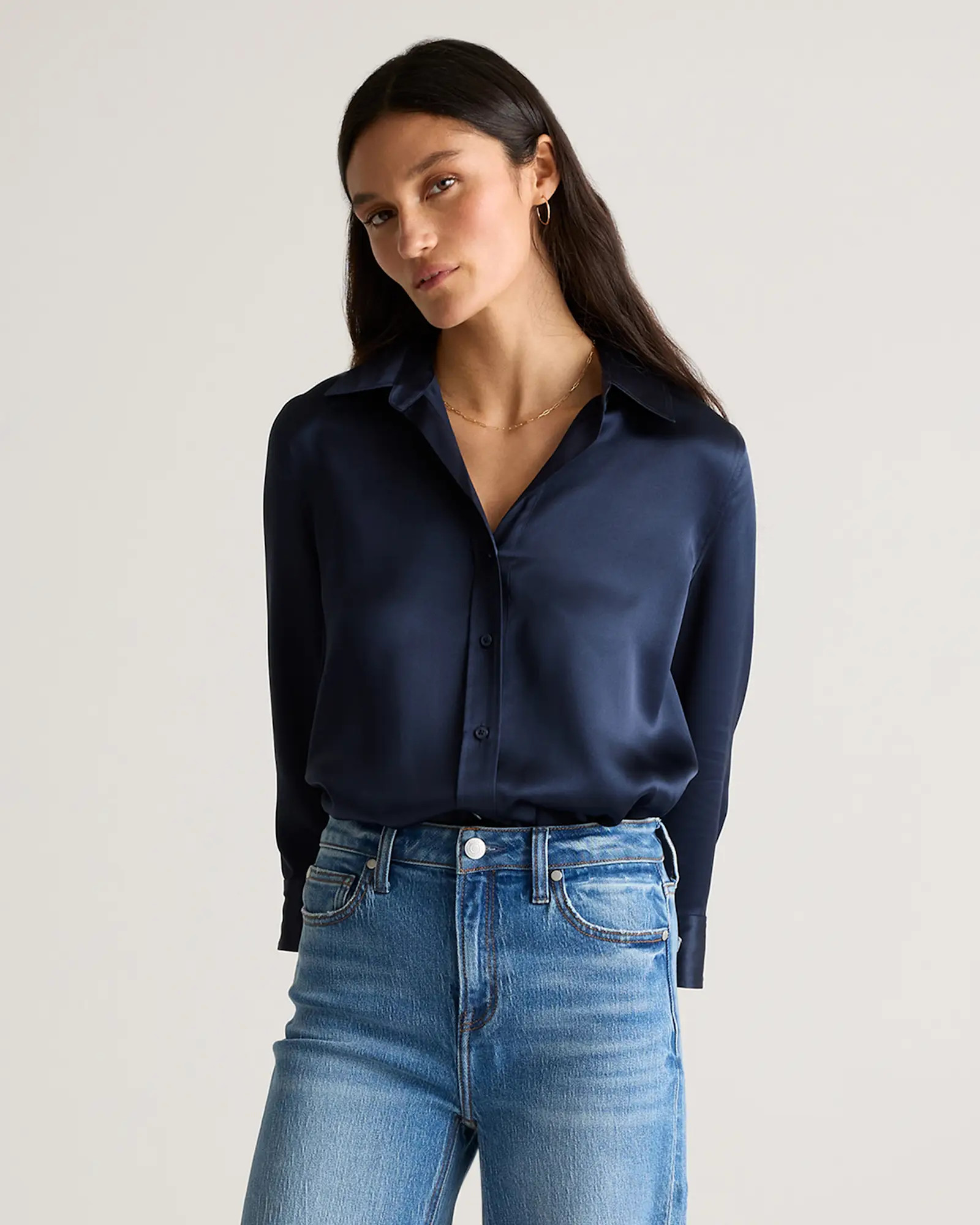 100% Washable Silk Three Quarter Sleeve Shirt | Quince
