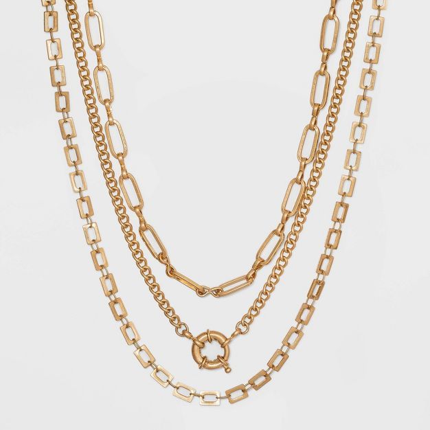 Mixed Chain and Spring Layered Necklace - Universal Thread™ Gold | Target