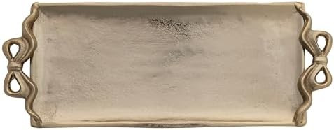 Creative Co-Op Cast Aluminum Rectangle Tray with Bow-Shaped Handles, Gold Finish | Amazon (US)