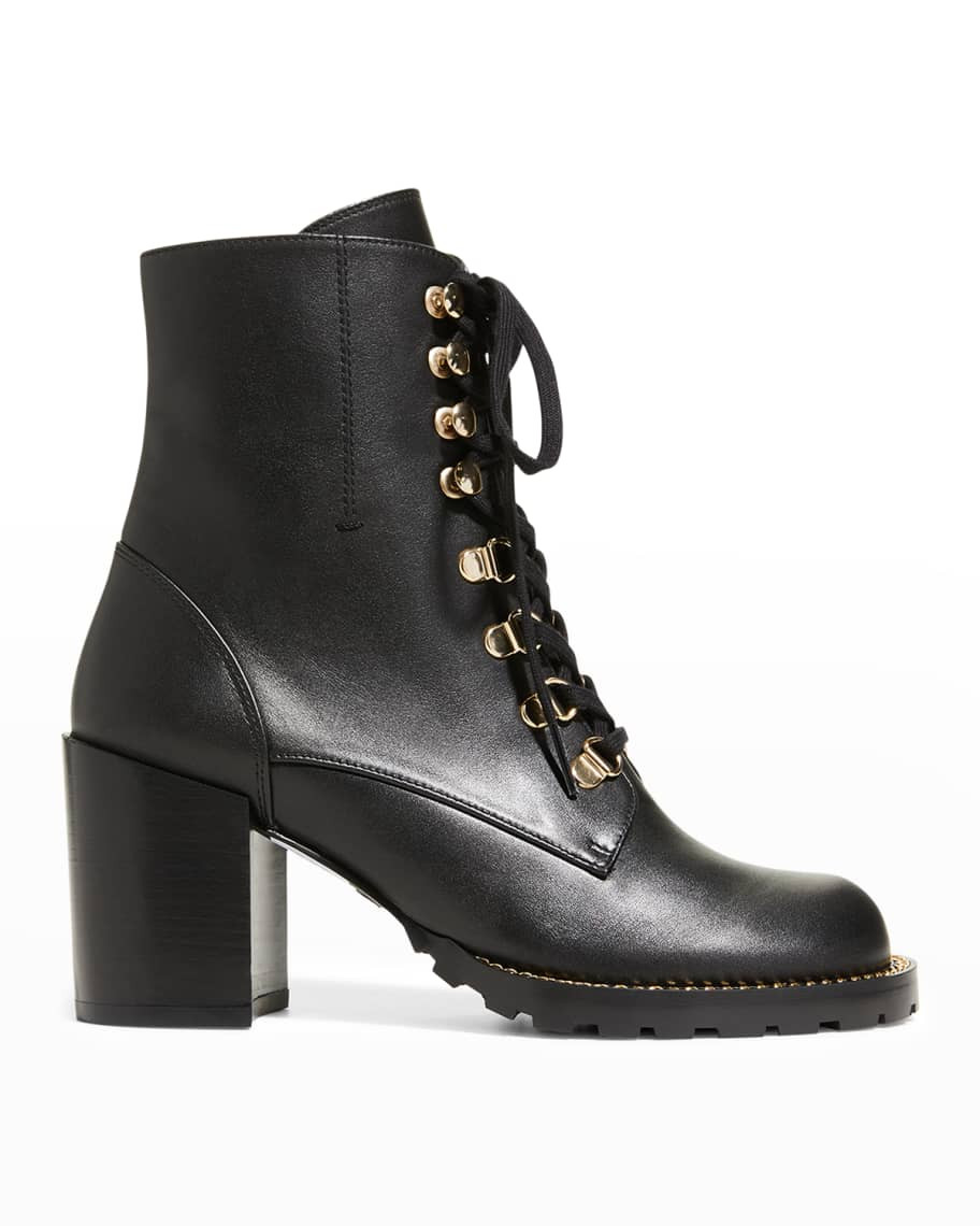 Stuart Weitzman Kolbie Leather Combat Booties | Neiman Marcus