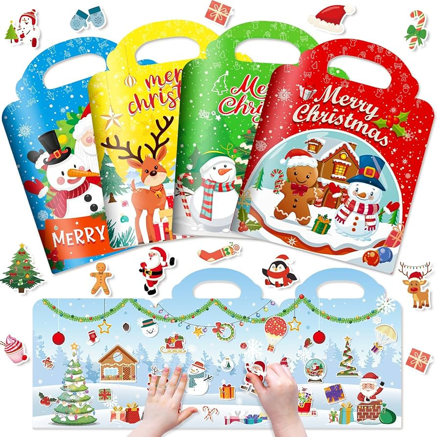 4 Sets Christmas Reusable Sticker Books for Toddlers 1-3, Arts Crafts for Toddler 3-5, Activity B... | Amazon (US)