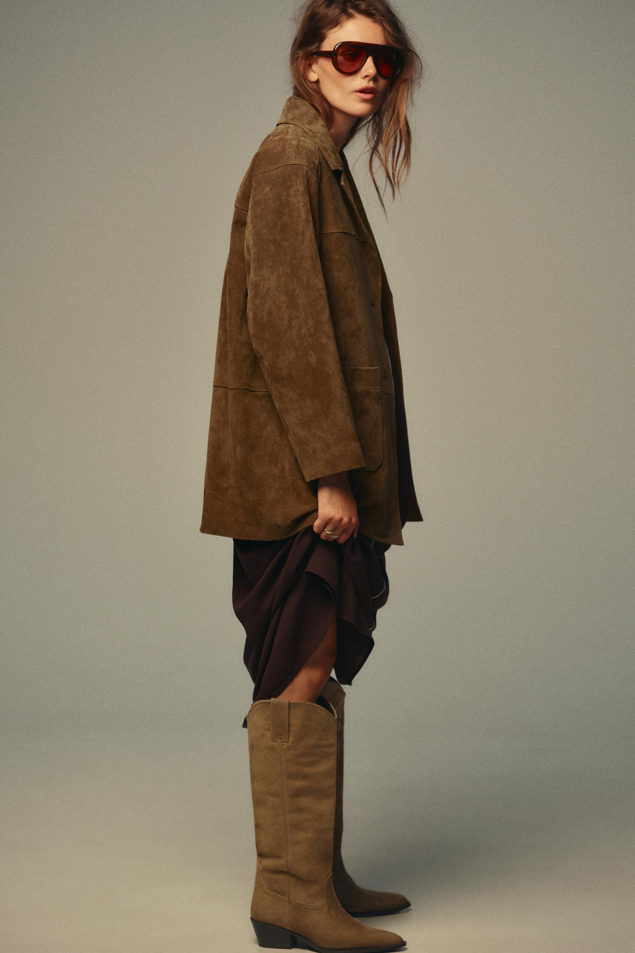 SPLIT SUEDE KNEE-HIGH BOOTS | Zara UK