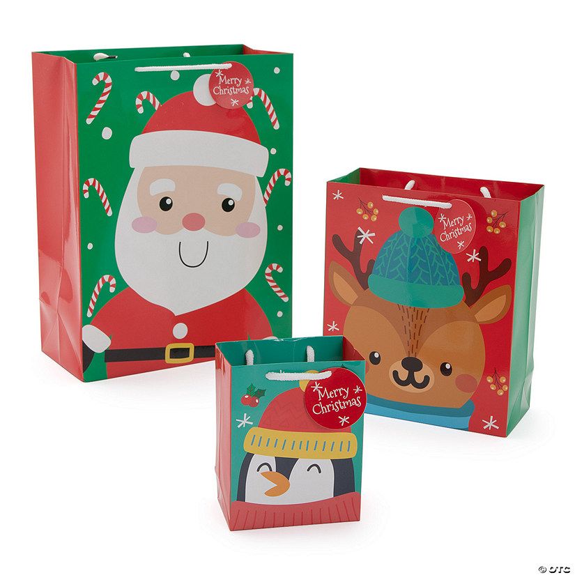 Christmas Gift Bag Assortment with Gift Tags - 12 Pc. | Oriental Trading Company