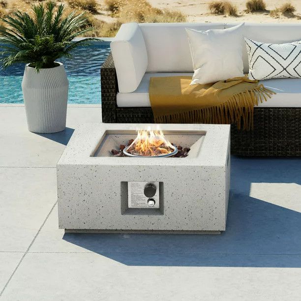 COSIEST Outdoor 28-inch Square Propane Fire Table, 40,000 BTU Concrete Fire Pit | Walmart (US)