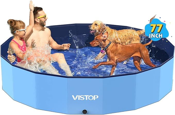 VISTOP Jumbo Foldable Dog Pool, Hard Plastic Shell Portable Swimming Pool for Dogs Cats and Kids ... | Amazon (US)