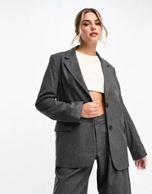 Pull&Bear pinstripe oversized blazer co-ord in dark grey | ASOS (Global)